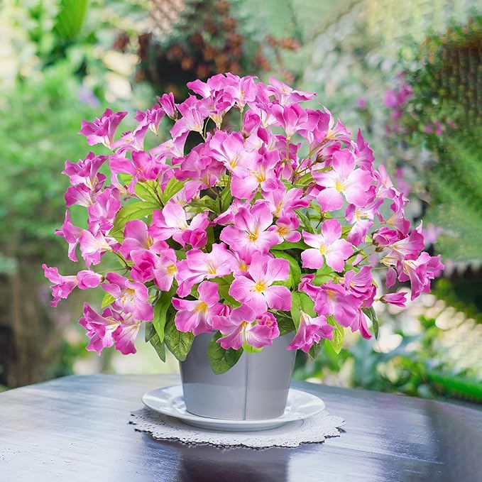 Fake Plants 15.7"Plastic Flowers For Outdoors Artificial Azalea Flowers Fake Flowers Artificial Plants Outdoor Spring Flowers Artificial For Decoration Fake Plants For Outside (Pale Purple ）4Pcs