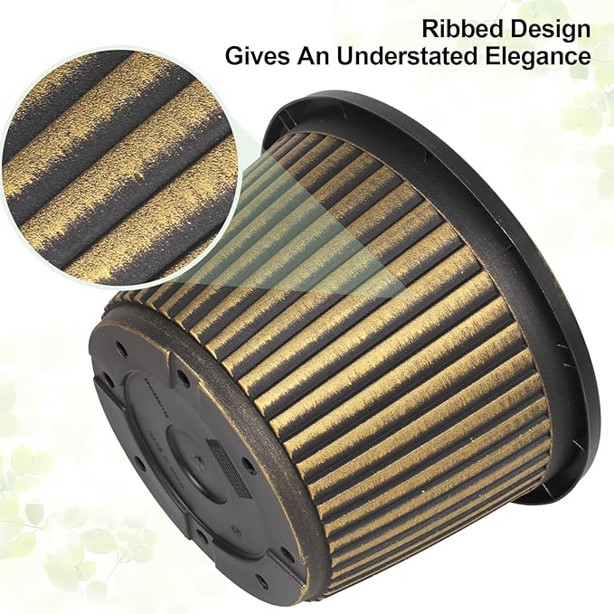 Planter-Pots-for-Plants-Indoor-Outdoor, 3 Pack 10 Inch Plastic Flower Pots with Saucer & Drainage Holes, Modern Garden Planters for Planting Medium Large Plants，Decorative Resin Garden Pots