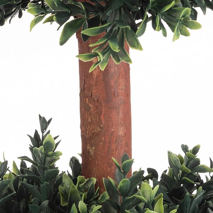 Pure Garden Set of 2 Artificial Trees - 5FT Hedyotis Topiary Fake Plants in Weighted Pots - Faux Plants for Indoor Display or Front Porch Decor