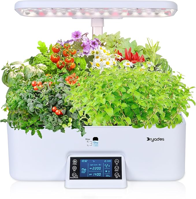 Indoor Gardening 17 Pods Hydroponics Growing System Kit Smart Lighting Setting, Herb Garden Planter with Full Spectrum Grow Light Provides Year Round Harvest - White
