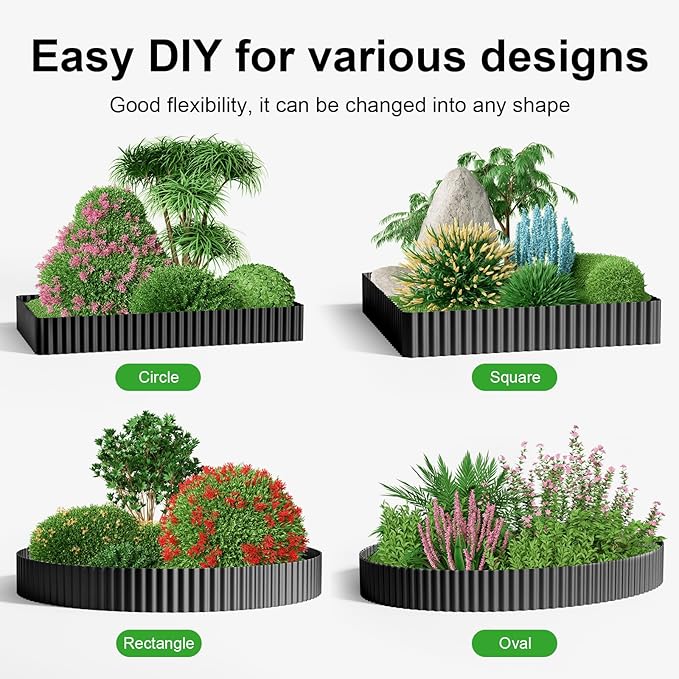 Land Guard Corrugated Garden Edging Border, 6" × 100' Landscape Paver Edging, Tall Landscape Edging, Fence for Garden, Flower Bed, Lawn and Landscape Edging (Black)