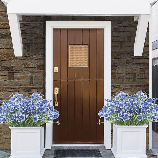 20 Bundles Artificial Flowers, Outdoor Indoor UV Resistant Fake Flowers No Fade Faux Plastic Plants Garden Porch Window Box Decoration