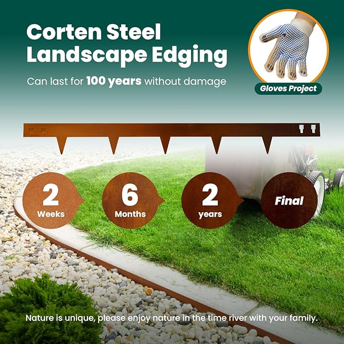 Corten Steel Landscape Edging 4.5 Inch Depth Steel Landscaping Edging 40 Inch Strips10 pcs Metal Garden Landscape Border Rusted Edge for Lawn Yard Outdoor Plant by GZGNEEVL