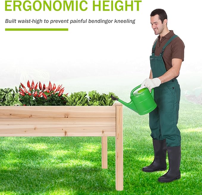 Backyard Expressions 48"x34" Raised Garden Bed - Elevated Wood Planter Box for Healthy Plant Growth, 440 lb Capacity - Natural Color