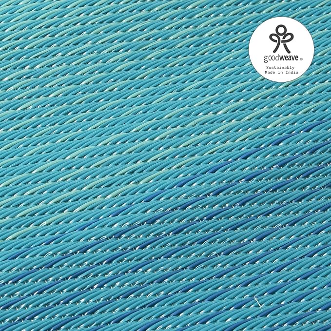 Fab Habitat Outdoor Rug - Waterproof, Fade Resistant, Crease-Free - Premium Recycled Plastic - Ombre - Porch, Deck, Balcony, Mudroom, Laundry Room, Patio - Big Sur - Teal - 3 x 5 ft