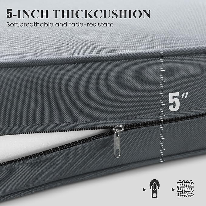 Aluminum Patio Furniture Set, Grey Metal Outdoor Furniture Set,6 Piece Patio Set with Waterproof Covers for Backyard Garden