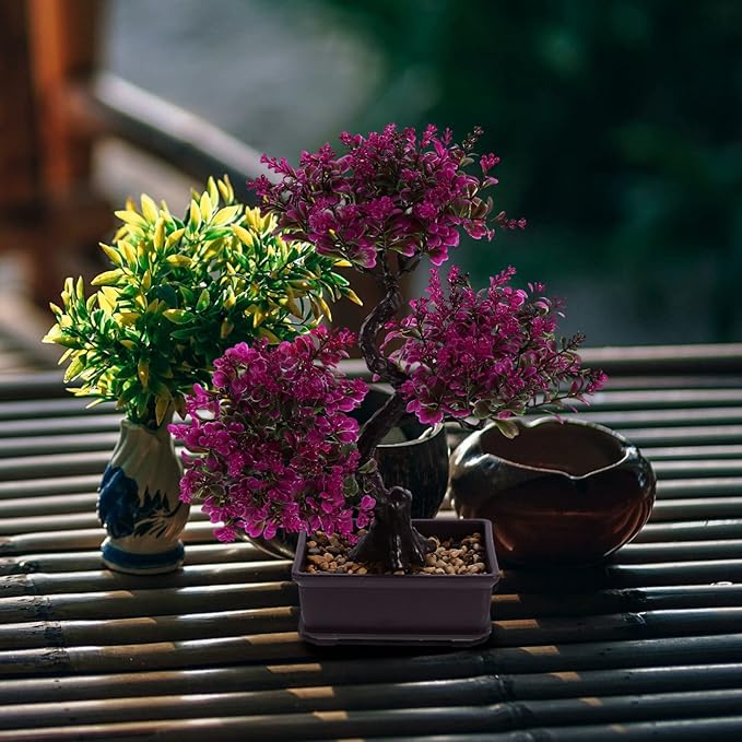 EXCEART Artificial Bonsai Simulation Plants for Home Decor Faux Potted Plants for Office Kitchen Garden No Maintenance Required