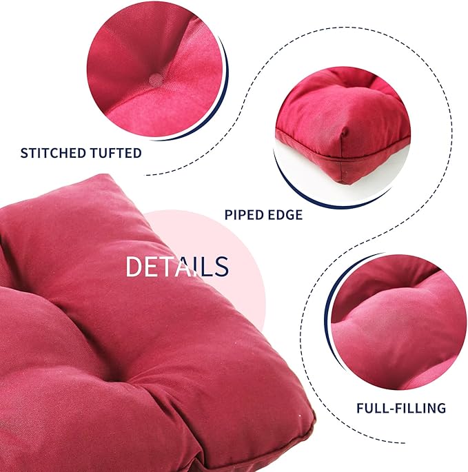 Outdoor Bench Cushion, 59x18x5 Inch, Waterproof Bench Cushion for Outdoor/Indoor Furniture, Tufted Patio Bench Seat Cushion, Fade Resistant Outdoor Cushions for Porch Swing Couch, Burgundy