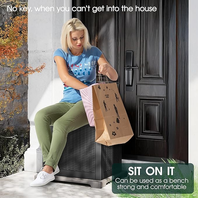 32 Gallon Resin Deck Box,Outdoor Indoor Waterproof Storage Box for Patio Cushions, Garden Tools, Pool Accessories,Backyard Storage Bin,Black