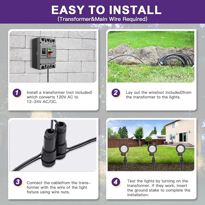 12-Pack Landscape Spot Lights Outdoor, 2700K-5000K Adjustable, 7W 580LM, IP65 Waterproof, CRI 90+, 12V Low Voltage Landscape Lighting for Garden, Yard, Bronze, ETL Listed