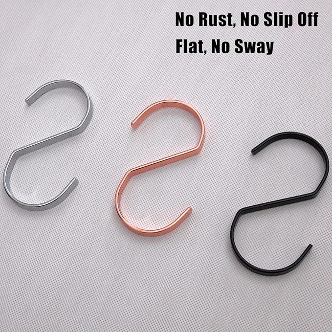 16-Pack 4 Inch Flat S Shape Hooks Heavy-Duty Chrome Finish Hanging S Hooks for Kitchenware, Pots, Utensils, Plants, Towels, Gardening Tools, Clothes (Rose Gold)