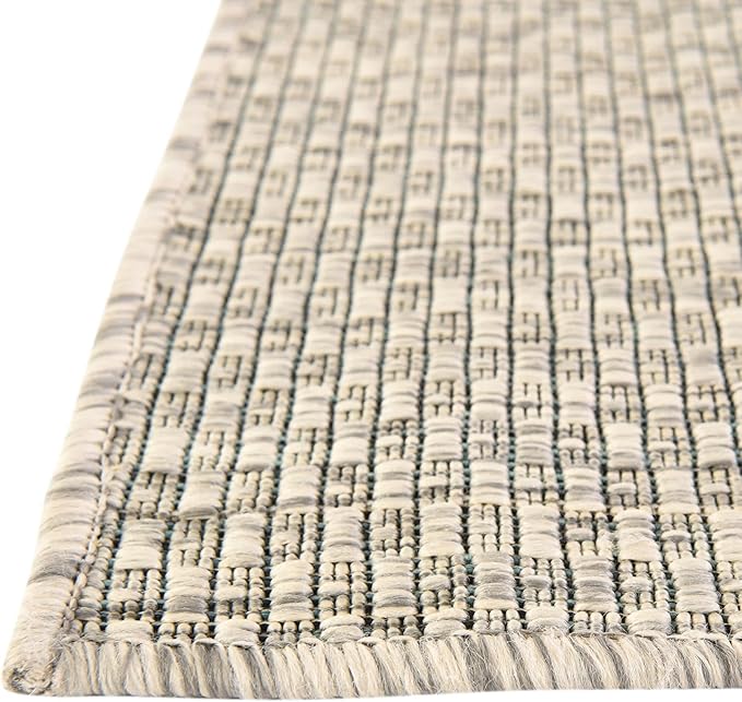 Unique Loom Collection Casual Transitional Solid Heathered Indoor/Outdoor Flatweave Area Rug (10' x 13' Rectangle, Light Gray/Ivory)