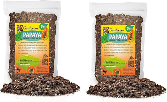 Gardenera Papaya Plant Potting Soil - All-Natural Blend for Thriving Papaya Plants - Boosts Root Health and Fruiting Potential - 10 Quart