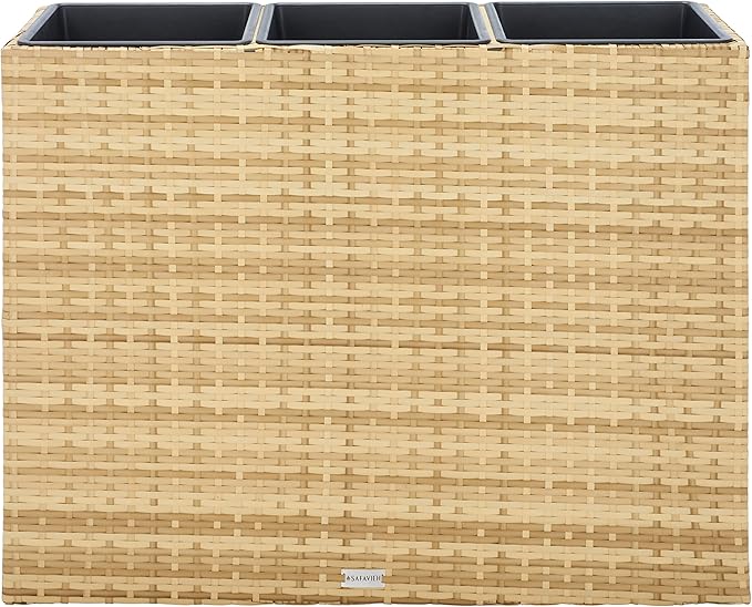 SAFAVIEH Outdoor Collection Rita Natural Woven Rectangular Flower Rack