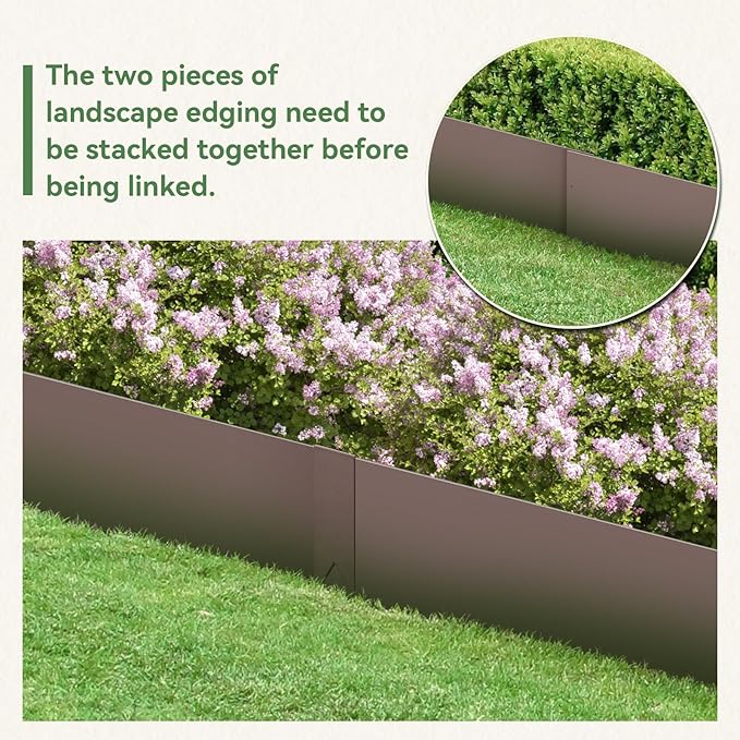 Metal Landscape Edging Kit - 6PCS 40" L x 8" H Each (20ft Total) Galvanized Bendable Garden Edging for Lawn Yard- No-Dig Hammer-in Heavy Duty Metal Edging Border with 6 Clips