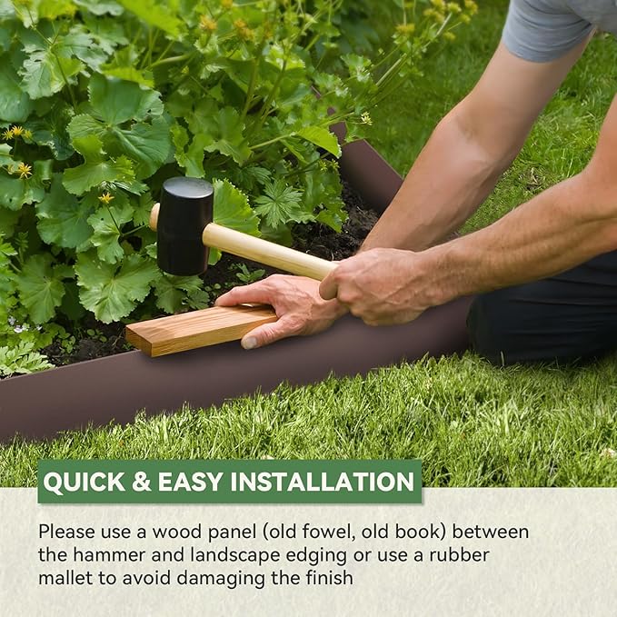 Metal Landscape Edging Kit - 6PCS 40" L x 8" H Each (20ft Total) Galvanized Bendable Garden Edging for Lawn Yard- No-Dig Hammer-in Heavy Duty Metal Edging Border with 6 Clips