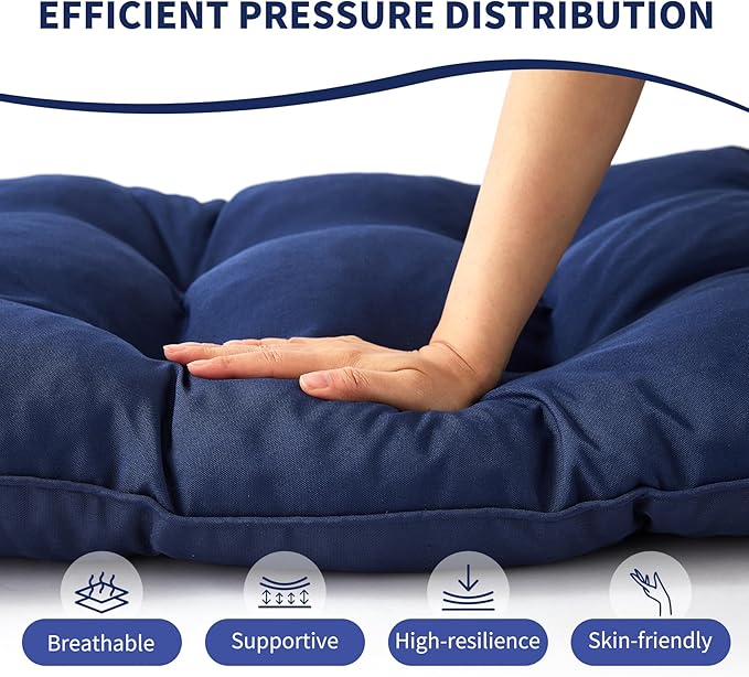 Outdoor Bench Cushion, 59x18x5 Inch, Waterproof Bench Cushion for Outdoor/Indoor Furniture, Tufted Patio Bench Seat Cushion, Fade Resistant Outdoor Cushions for Porch Swing Couch, Navy Blue