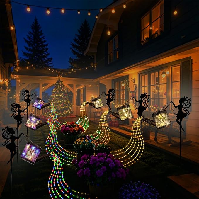 Solar Watering Can Lights Outdoor Decor, Metal Solar Fairy Light IP65 Waterproof, Hanging Garden Backyard Decor Lights Outside Patio Lawn, Gifts for Mom Grandma Women Birthday (Warm White)