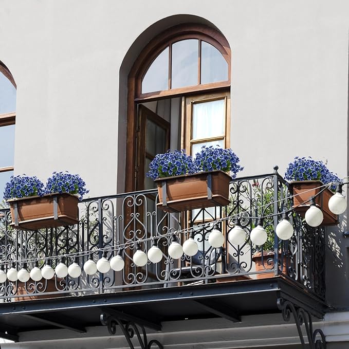 15 Bundles Artificial Flowers Outdoor UV Resistant Fake Silk Plants Plastic Faux Shrubs Outside Front Porch Window Box Garden Home Hanging Planter Decoration (Blue)