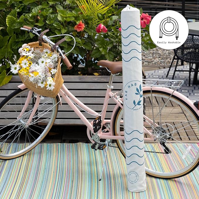 Fab Habitat Outdoor Rug - Waterproof, Fade Resistant, Crease-Free - Premium Recycled Plastic - Striped - Patio, Porch, Deck, Balcony - Cancun - Sunset - 5 x 8 ft