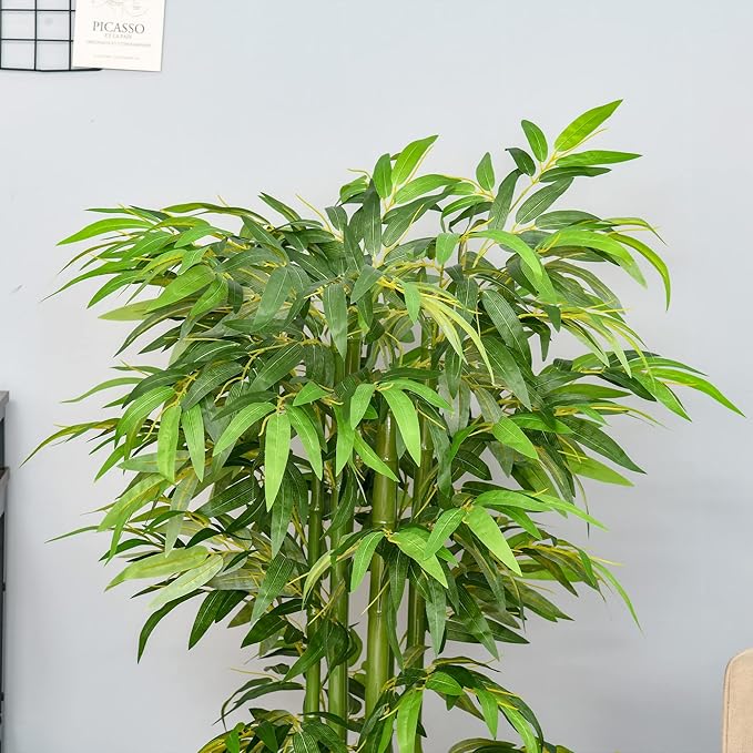 HOMCOM 4.5FT Artificial Bamboo Tree, Decorative Faux Plant in Nursery Pot for Indoor or Outdoor Decor