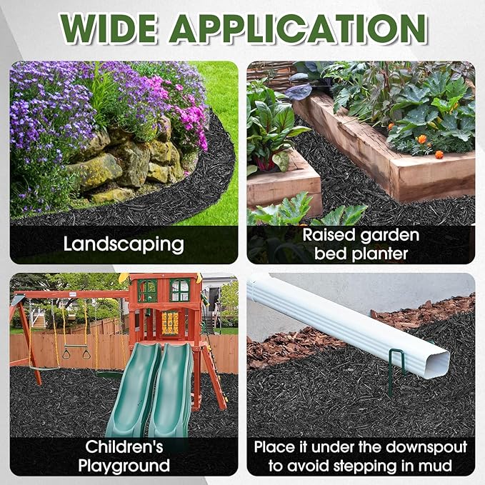 Recycled Rubber Mulch for Landscaping, Mulch Mat Roll Permanent Walkway Pathway for Outdoor Black-140"L X5.5" W-1 Pack (1)
