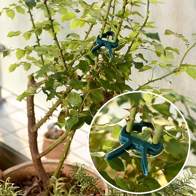 Plant Support Clips, 120 PCS Gentle Flower Plant Clamps for Supporting Vine Climbing Plants, Gardening Lever Loop Gripper Clips Help Stems Vines Grow Straight Upright, 2 Sizes in one Pack