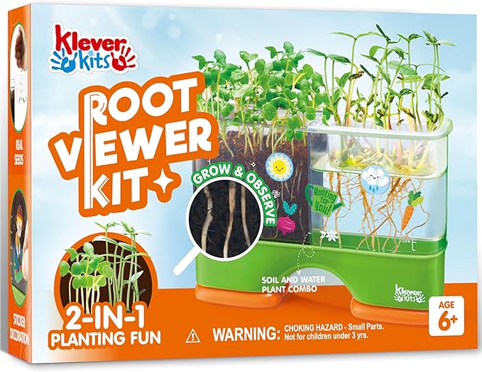 Klever Kits 2-in-1 Root Viewer & Planting Science Kit for Kids – STEM Learning Gifts for Kids Aged 6+, Soil & Hydro Observation Kit Birthday Toys Gifts for Boys and Girls