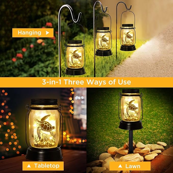 kyoryuger Sea Turtle Gifts for Women/Men Turtle Lovers Solar Lantern Mom Birthday, Mothers Day, Solar Garden Decoration Outside for Yard, Patio,Backyard,Porch