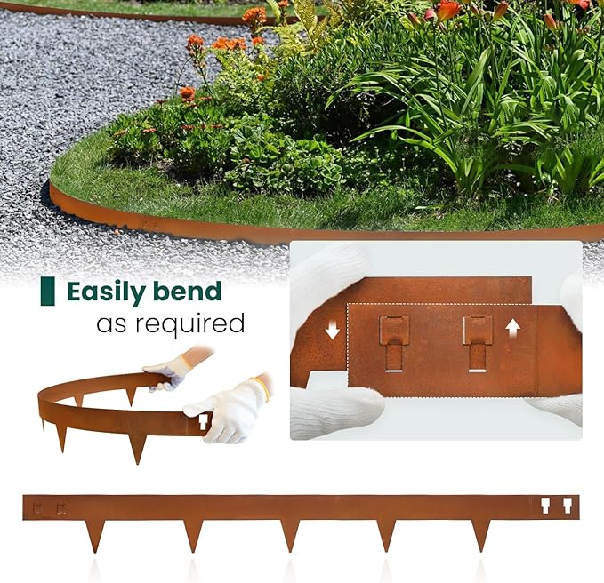 Corten Steel Landscape Edging 40 Inch Strips Steel Landscape Edging Metal Garden Edging Border Rusted Edge 4.5 Inch Depth Steel Edging for Landscaping Lawn Yard 6 pcs by GZGNEEVL