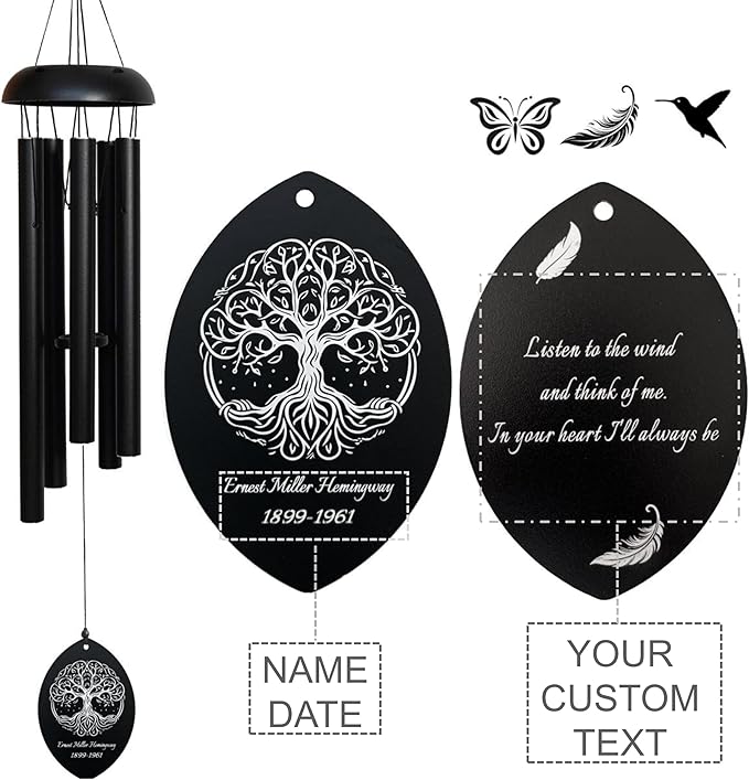 Custom Outdoor Wind Chimes, Deep Soothing Melody Wind Chime, Personalized Tree of Life Wind Chimes, Commemorating Gifts Home Decor Outdoor Garden Yard Decoration Gifts