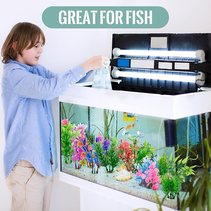 Tigeen 80 Pcs Aquarium Fish Tank Decorations Aquatic Artificial Colorful Fish Tank Accessories Aquarium Plants Small to Large Size Style Lifelike Plants Decor for Household Office DIY