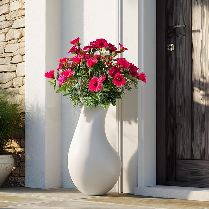 4 Pcs UV Resistant Artificial Petunias Fake Flowers Artificial Flowers for Outdoors Silk Flowers Fake Hanging Basket Plants Suitable for Outdoor Porch Decoration patio Decor 13.3In (Rose red)