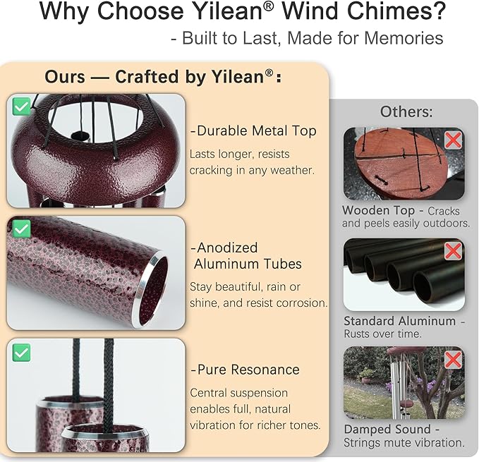 Memorial Wind Chimes for Outside Deep Tone 32" Windchimes Outdoors Decor Sympathy Wind Chimes for Loss of Loved One with Wind Catcher for Garden Patio Balcony and Home Best Gift