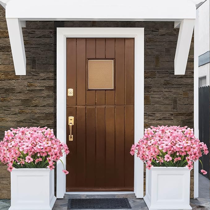 20 Bundles Artificial Flowers, Outdoor Indoor UV Resistant Fake Flowers No Fade Faux Plastic Plants Garden Porch Window Box Decoration