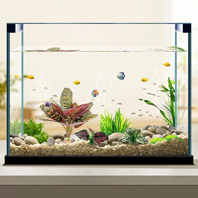 Reptile Artificial Plants, Terrarium Plants Decorations Supplies, Aquarium Fish Tank Plant, Amphibian Habitat Hideout Tank Accessories(L Set-3pcs/D)