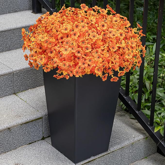 20 Bundles Artificial Flowers for Outdoor Fake Plants for Autumn Decoration,Faux Eucalyptus Flowers for Planter UV Resistant Lifelike for Home Porch Garden (Fall Red)