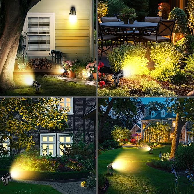 Low Voltage Landscape Lighting with Connectors, 7W LED Landscape Lights AC/DC 12V-24V IP67 Waterproof 3000K Warm White Spotlights for Garden Tree Yard Pathway, 2 Pack