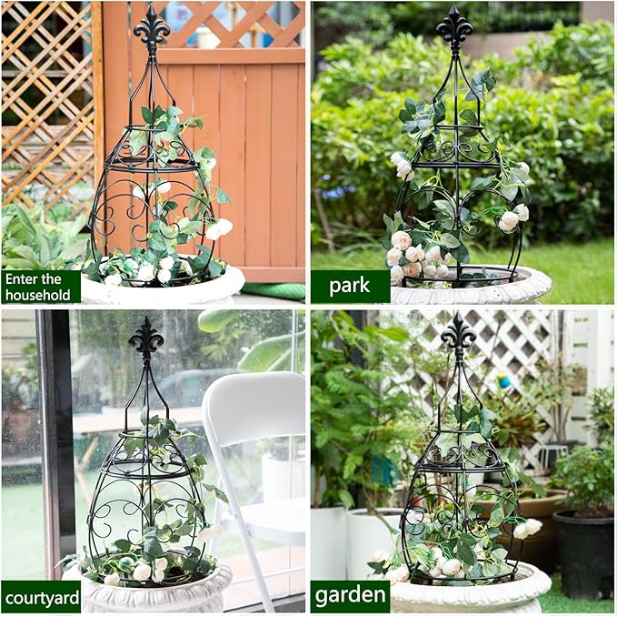 29-Inch Garden Trellis Obelisk - Durable Metal Support for Indoor & Outdoor Climbing Plants, Perfect for Vertical Gardening & Potted Plants, Stylish Design for Home and Garden