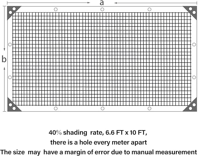 winemana 40% Black Shade Cloth, 6.6 x 10 FT Mesh Tarp with Grommets, Garden Sunblock Shade Cloth Shading Antifreezing for Plants Cover, Greenhouse, Barns Kennel, Patio, Tomatoes