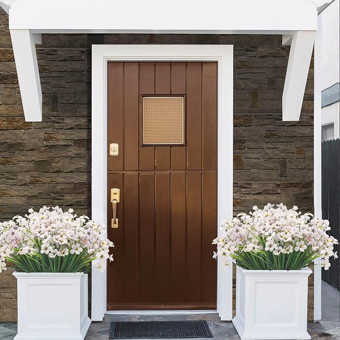 20 Bundles Artificial Flowers, Outdoor Indoor UV Resistant Fake Flowers No Fade Faux Plastic Plants Garden Porch Window Box Decoration