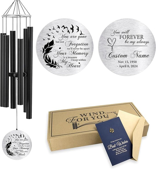 Personalized 36" Bereavement Wind Chimes for Outside, Memorial Gift in Remembrance of a Loved One, Sympathy Gift for Loss of Mother Father Husband, Garden Patio Decor