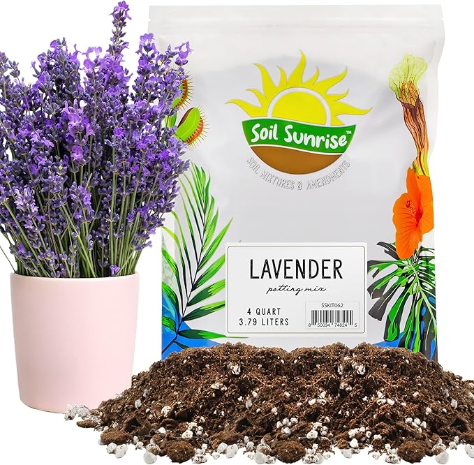 Lavender Potting Soil Mix (4 Quarts), Indoor/Outdoor Container Gardening Blend for Lavender Herb Plants