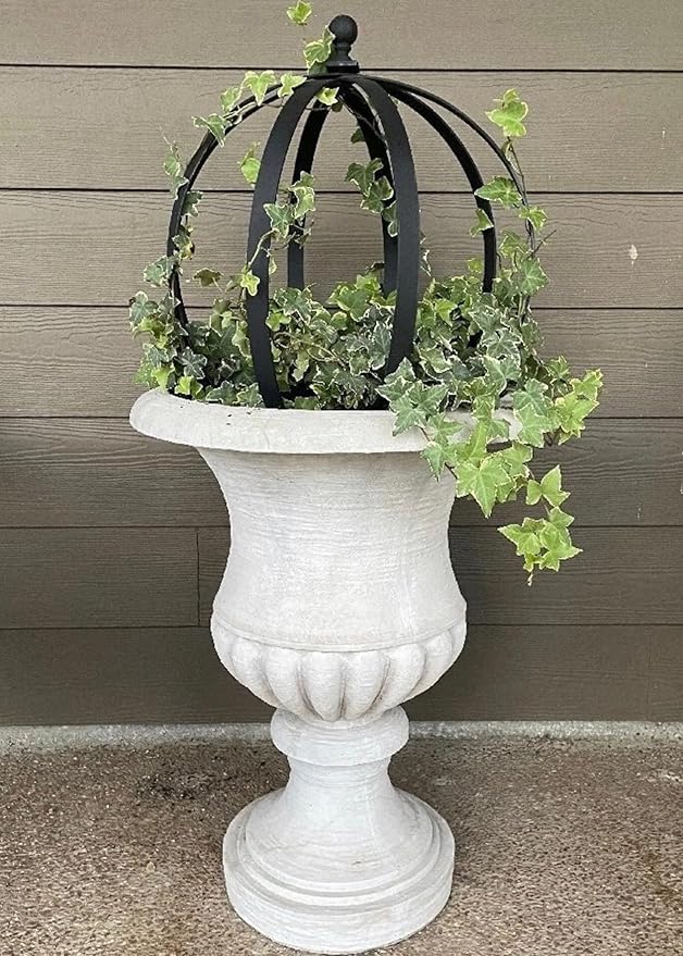 Large Round Black Metal Garden Trellis 18"x22" for Climbing Plants - Indoor/Outdoor Flower Lattice Topiary Frame - Ideal for Potted Plant Decor - Outdoor Garden Decor and Courtyard Gift