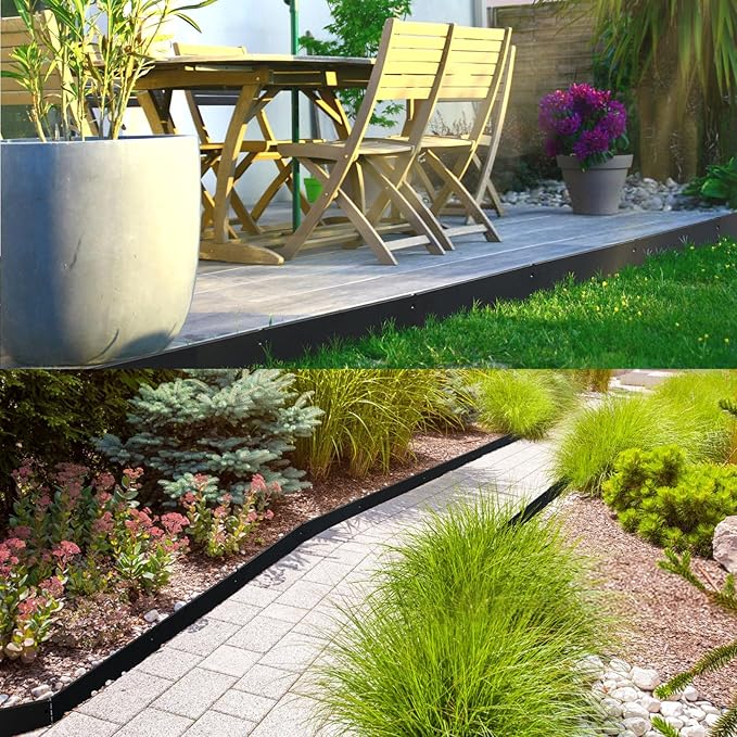 Metal Lanscape Edging 20“ L * 6” H Strips Black Steel Edging for Lanscape 12pcs for Enhanced Garden, Yard, Park, DIY Outdoor Patio (Black, 6 inch)