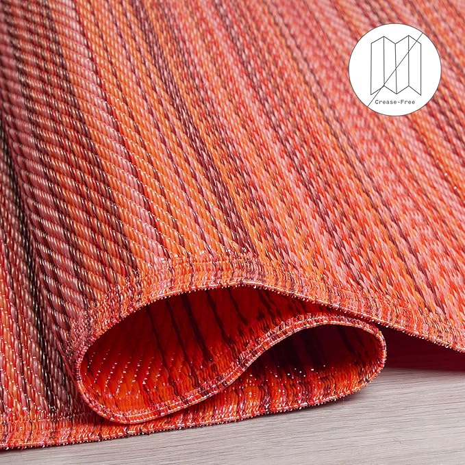 Fab Habitat Outdoor Rug - Waterproof, Fade Resistant, Crease-Free - Premium Recycled Plastic - Striped - Porch, Deck, Balcony, Hallway, Poolside - Cancun - Sunset - 2.5 x 8 ft Runner