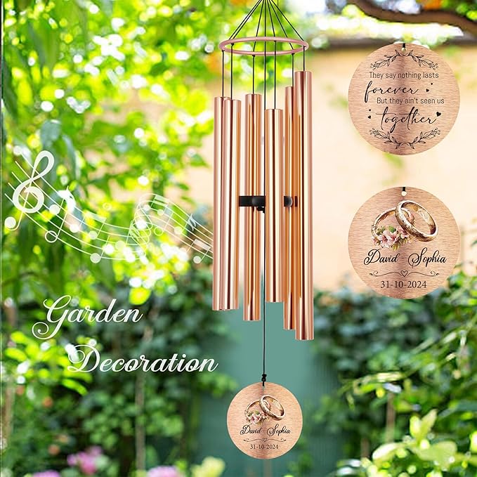 Personalized Wedding Gifts Wind Chime, Wedding Gift for Newlywed Couple 2025, Bridal Shower Gifts for Guests, Celebrate Bride Groom Husband Wife Engagement Gift Anniversary, 36inch and 42inch