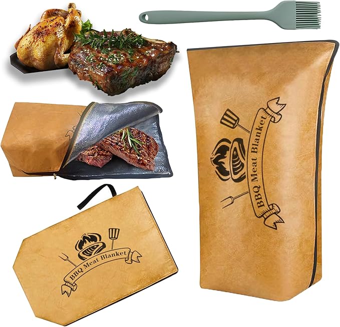BBQ Blanket for Resting Meat, Heavy-Duty Waterproof Smoker Blanket for Briskets Pork Shoulders Turkey, to Keep Juicy & Tender, Reusable Portable for Grilling Smoking Camping (15in)