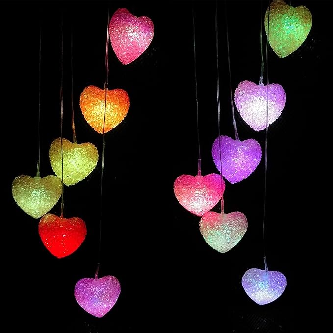 Loving Heart Solar Wind Chimes Outdoor Hanging - Waterproof Solar Powered LED Changing Lights Color Mobile Romantic Wind-Bell 6 Heart-Shaped Wind Chimes Gifts for Home, Party, Night Garden Decoration