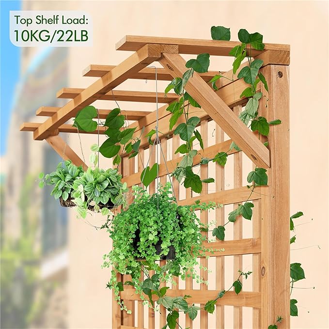 Yaheetech 72" H Garden Planter with Trellis for Vine Climbing Horticultural Plants, Yard Box Outdoor w/Drainage Holes, Garden Planter Bed for Flowers Herbs, Light Brown